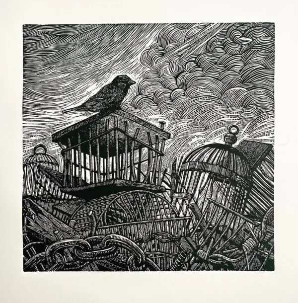 Xilografía del artista Dario Castillejos en NN Galería