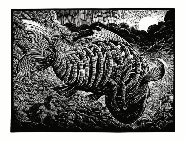 Grabado en linóelo del artista Dario Castillejos en NN Galería